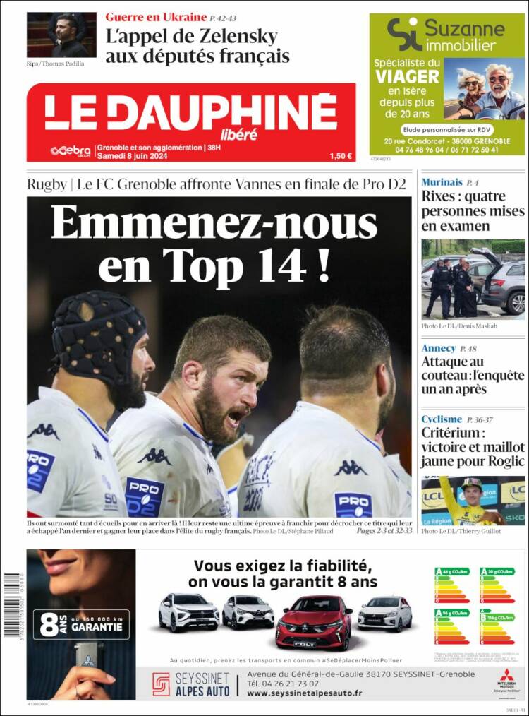 Portada de Le Dauphiné Libéré (Francia)