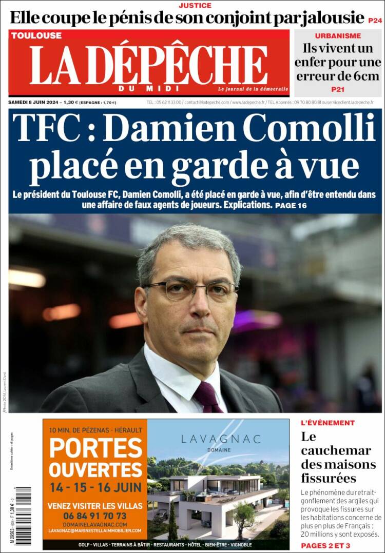Portada de La Dépêche du Midi (Francia)
