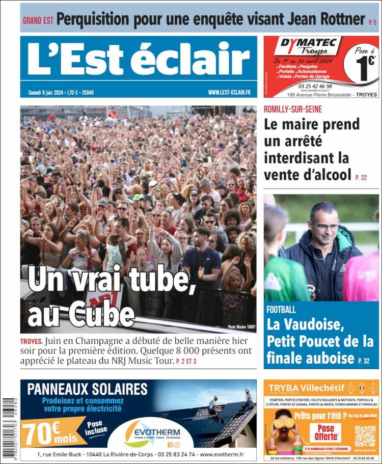 Portada de L'Est Eclair (Francia)
