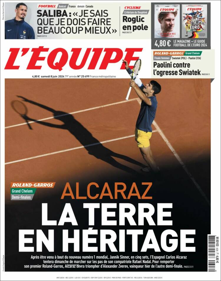 Portada de L'Equipe (Francia)
