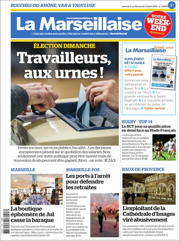 Portada de La Marseillaise (Francia)