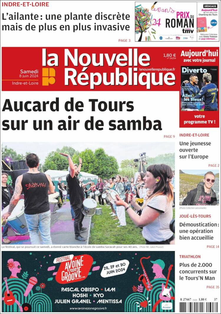 Portada de La Nouvelle Republique (Francia)