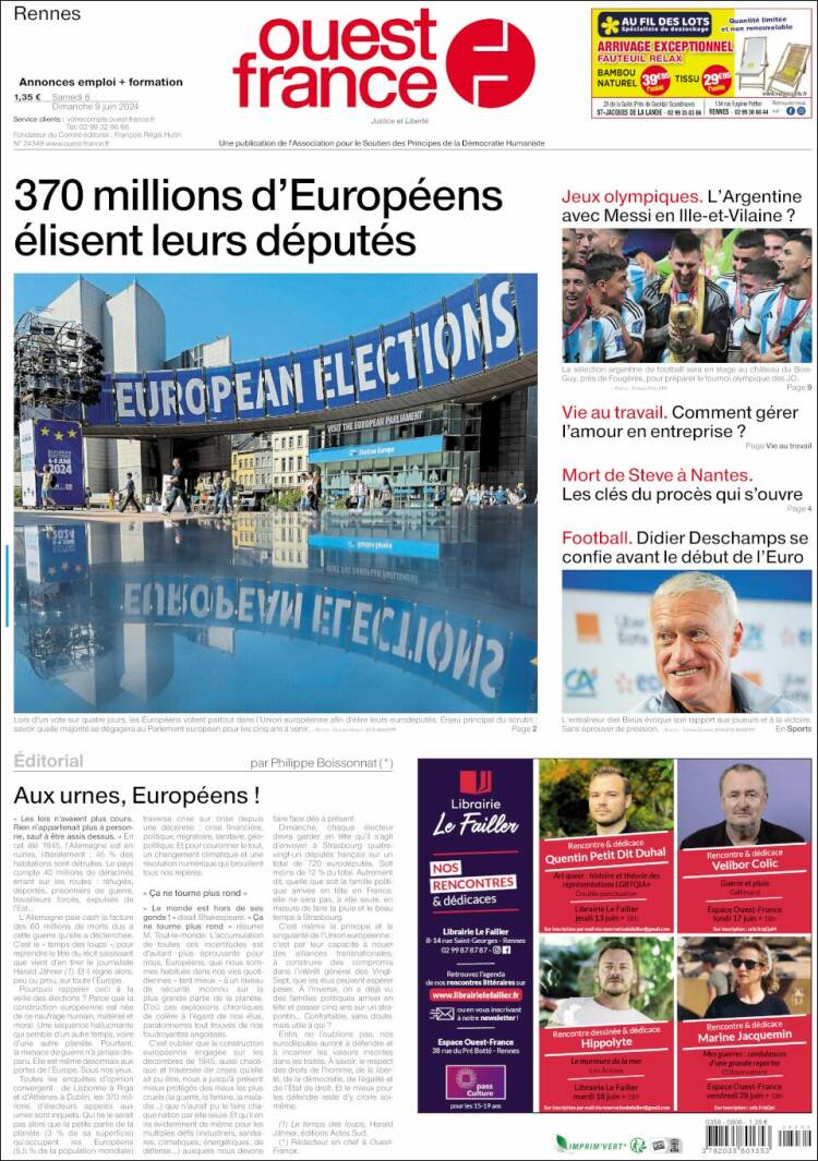 Portada de Ouest France (Francia)