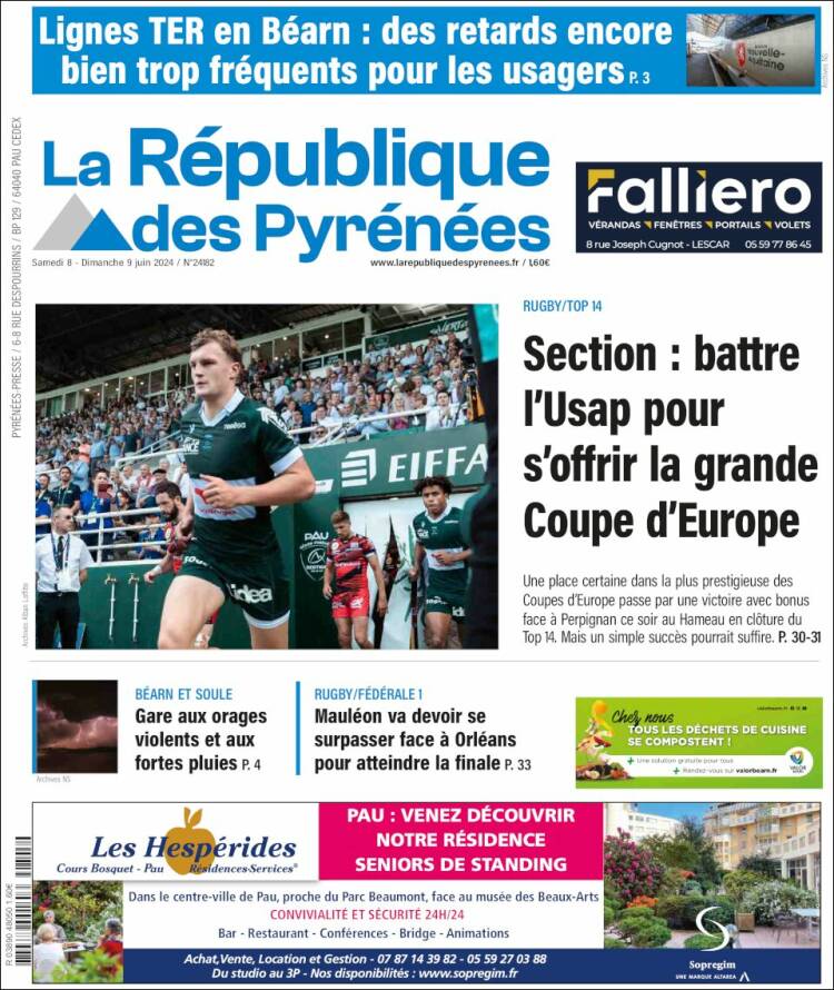 Portada de La République des Pyrénées (Francia)