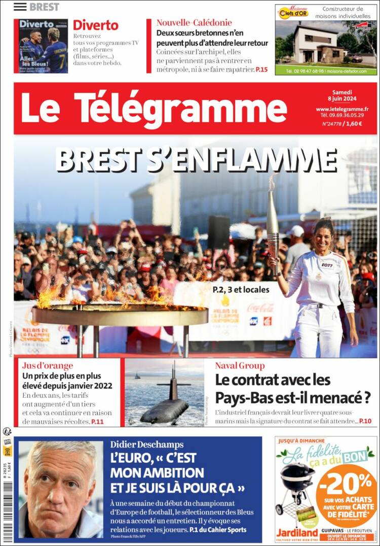 Portada de Télégramme (Francia)