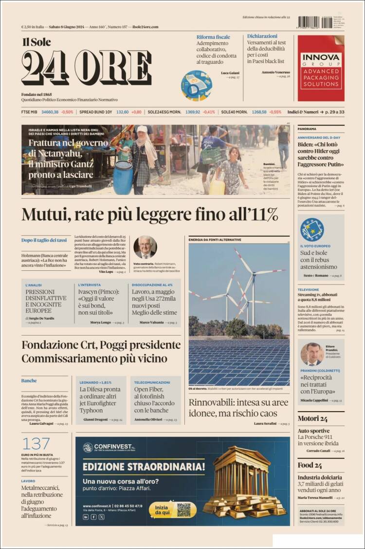 Portada de Il Sole 24 ORE (Italia)