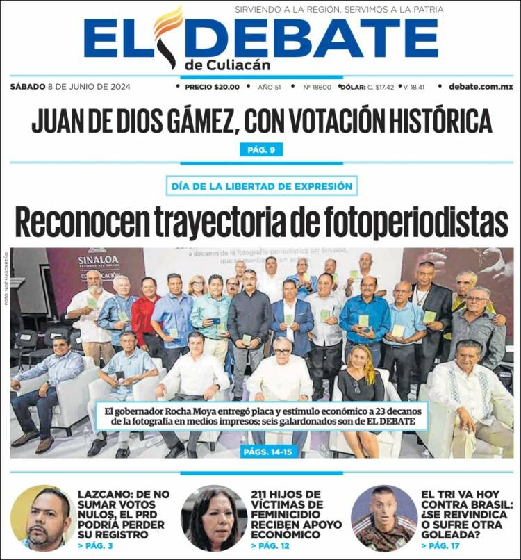 Portada de El Debate de Culiacán (M&eacute;xico)