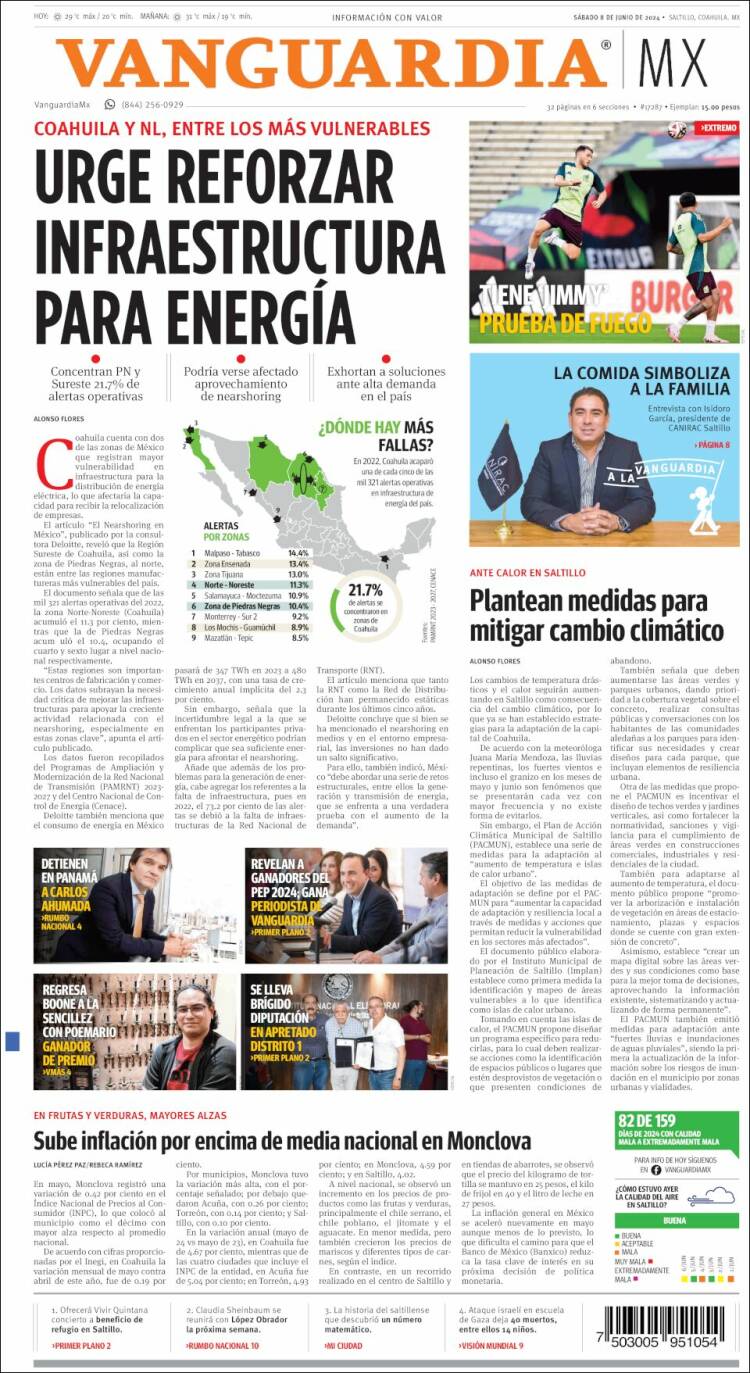 Portada de Vanguardia (M&eacute;xico)