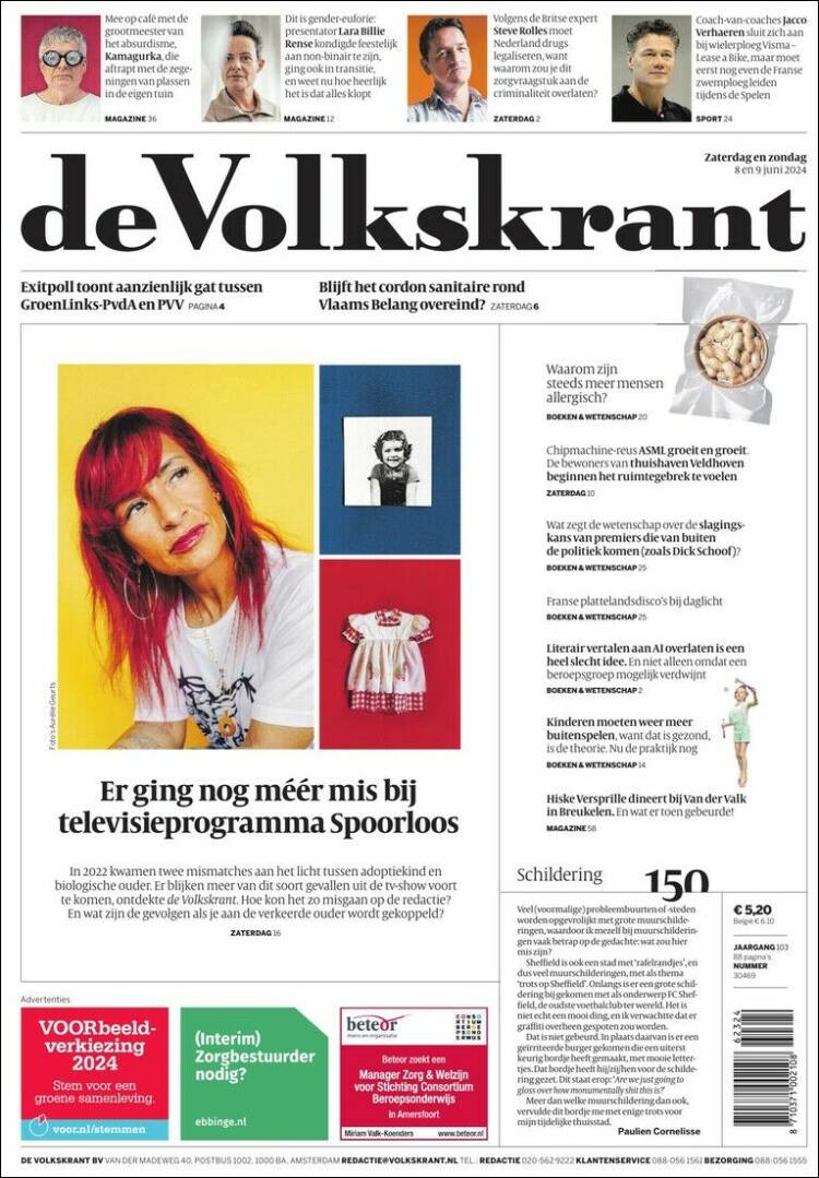 Portada de De Volkskrant (Pa&iacute;ses Bajos)