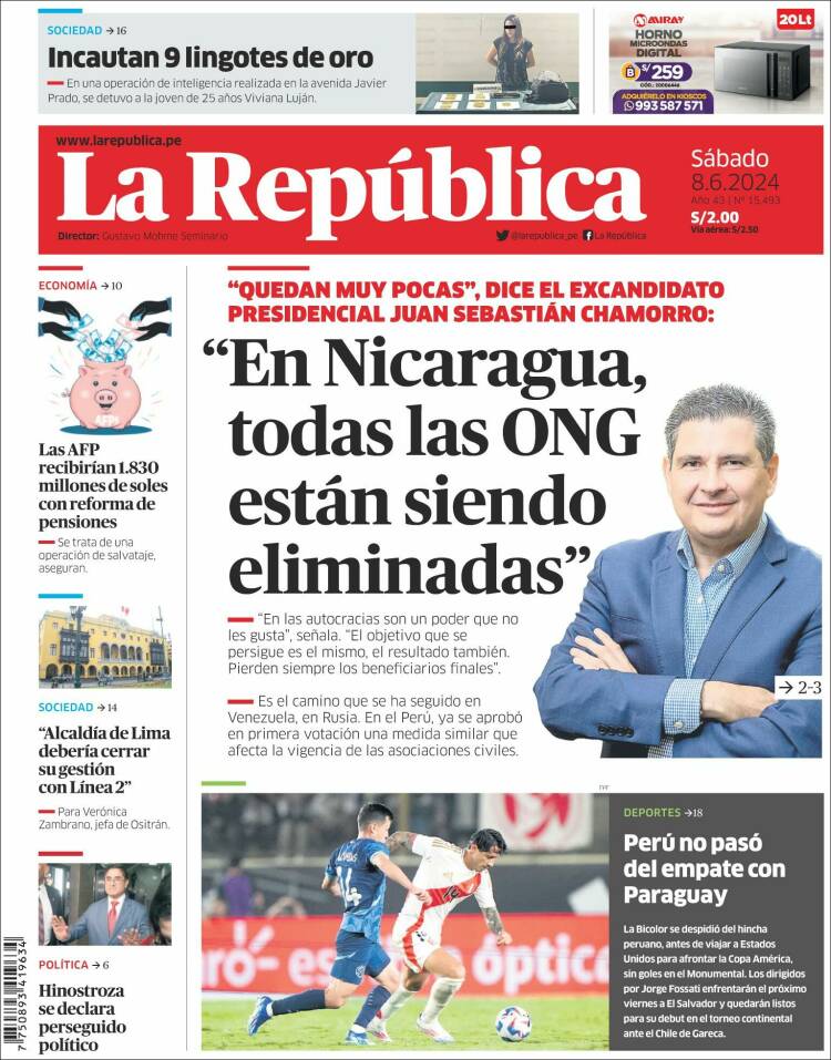 Portada de La Republica (Per&uacute;)