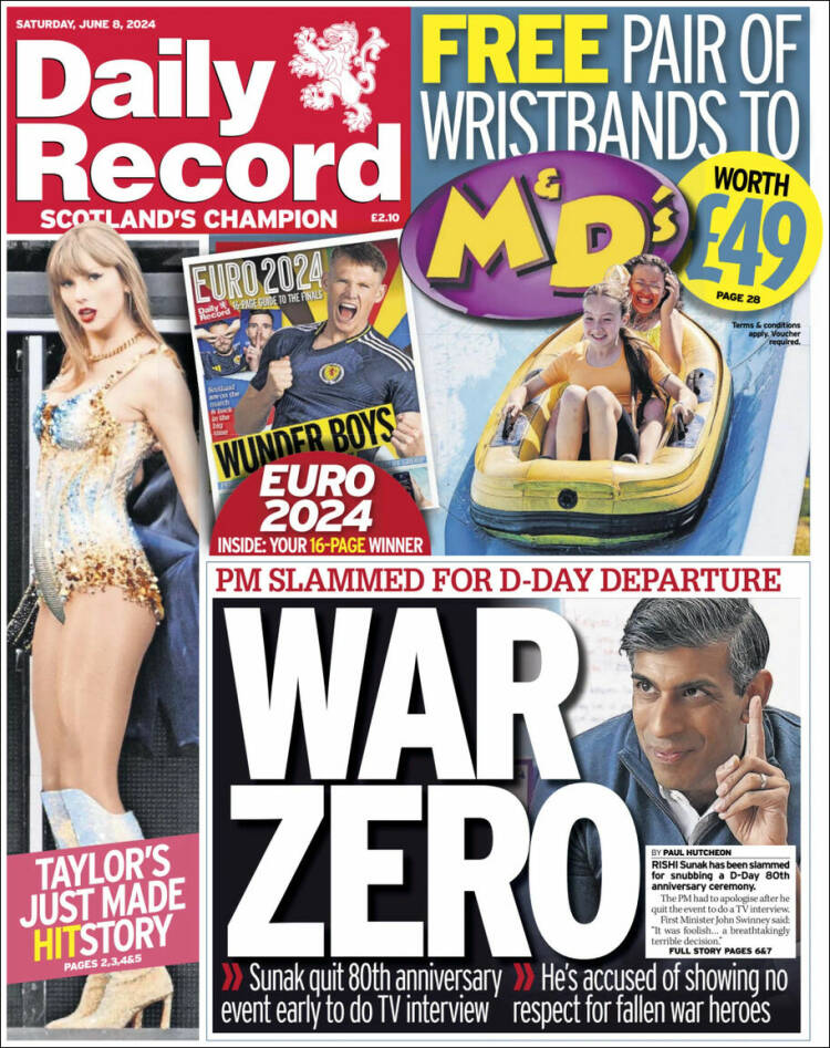 Portada de Daily Record (Reino Unido)