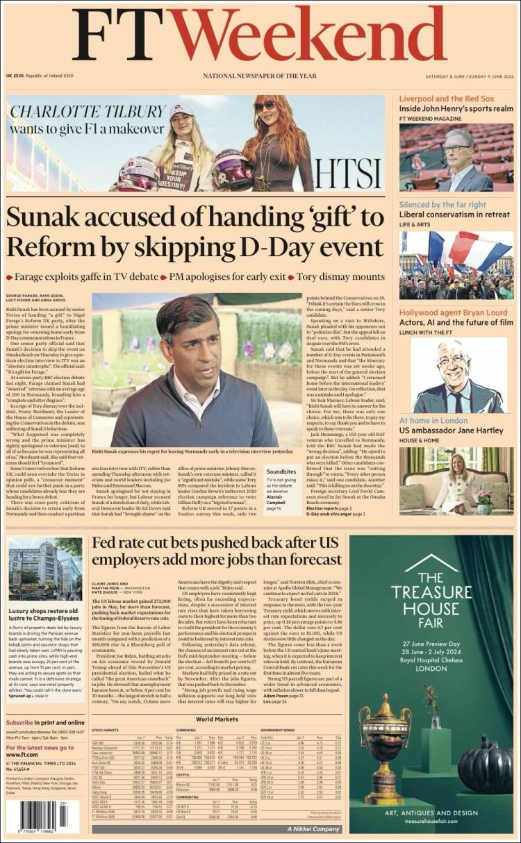 Portada de Financial Times (Reino Unido)