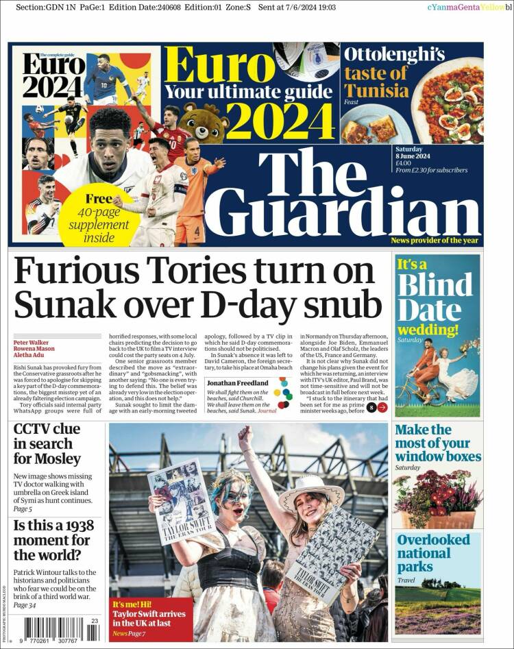 Portada de The Guardian (Reino Unido)
