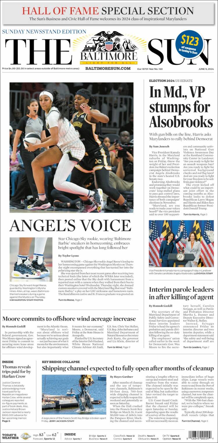 Portada de The Baltimore Sun (USA)