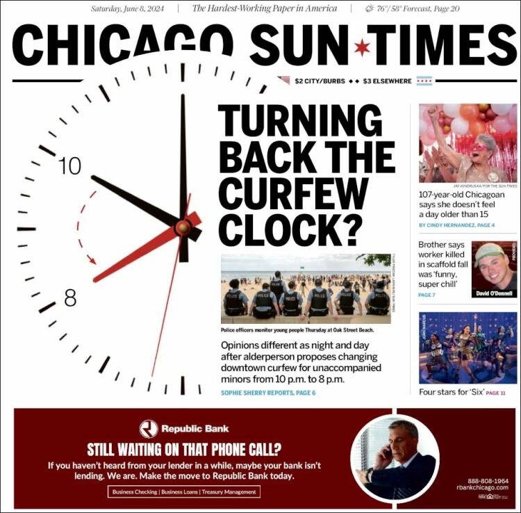 Portada de Chicago Sun-Times (USA)