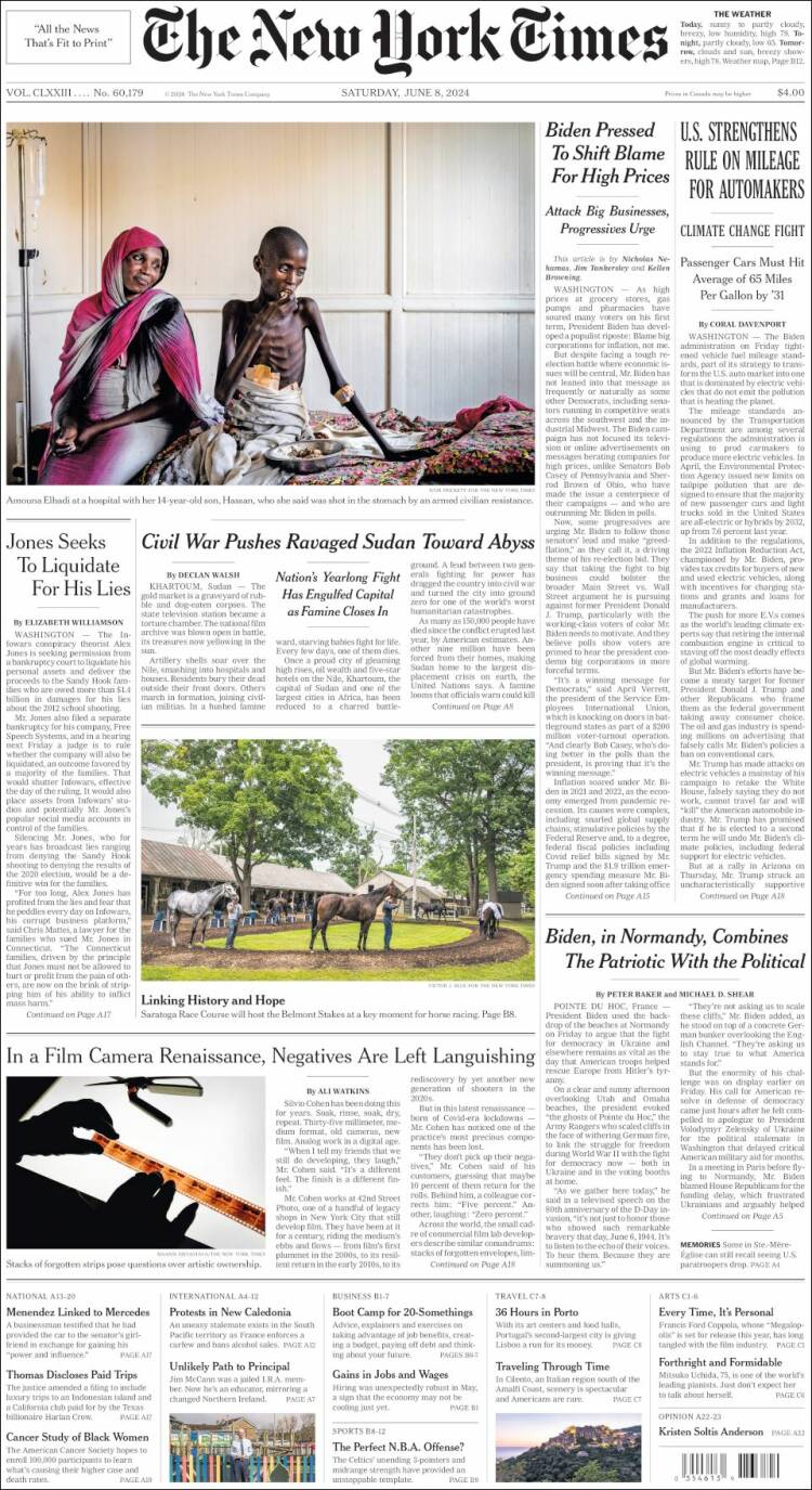 Portada de New York Times (USA)