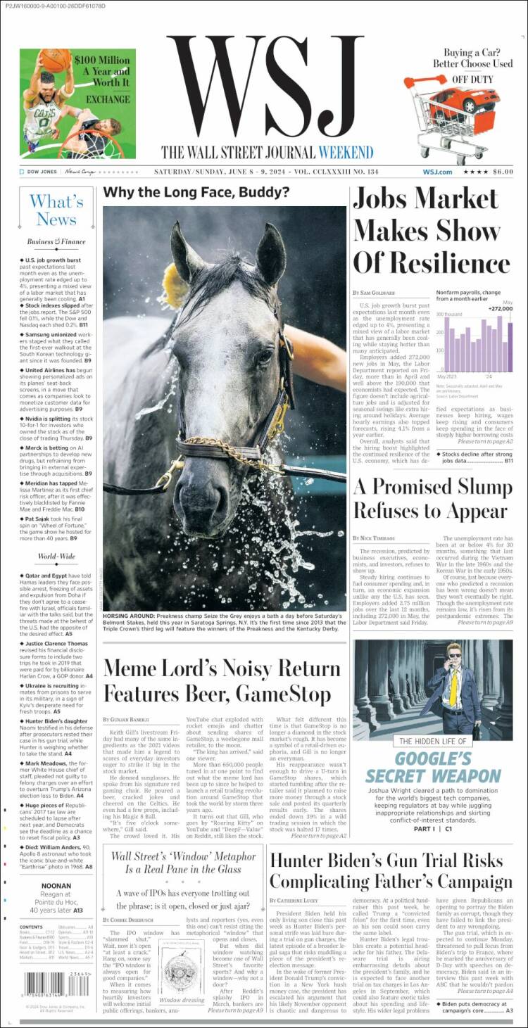 Portada de Wall Street Journal (USA)