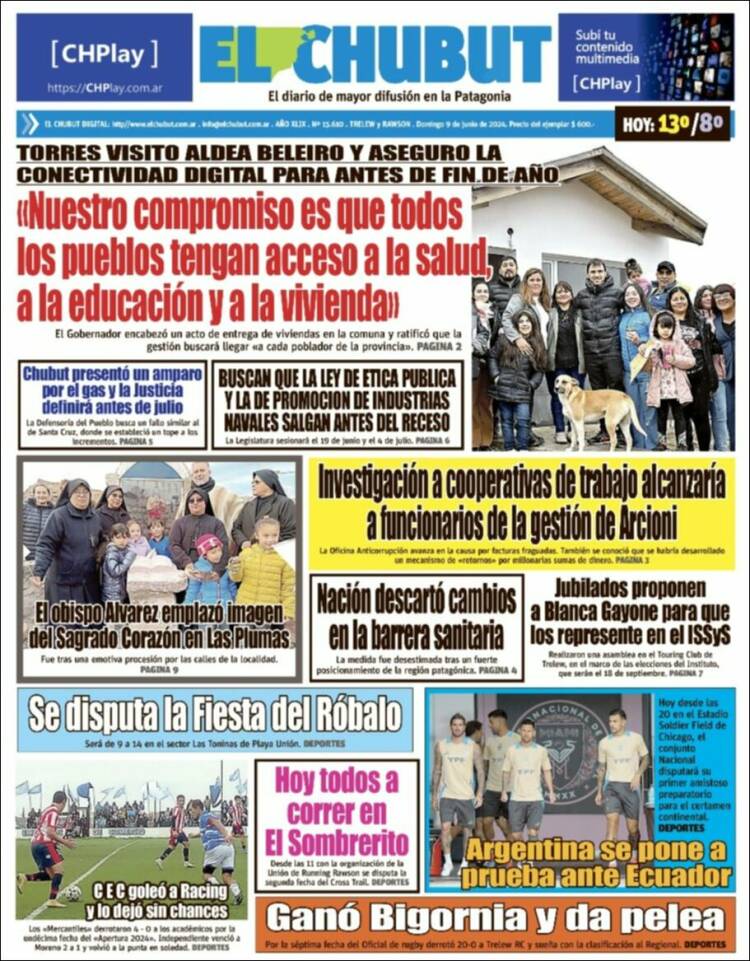 Portada de El Chubut (Argentina)