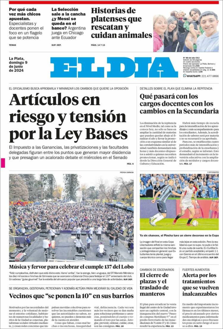 Portada de El Día de la Plata (Argentina)