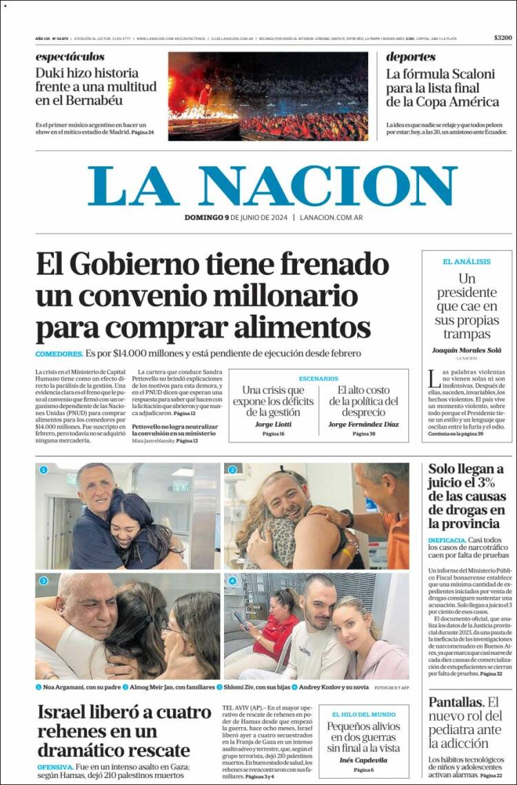 Portada de La Nación (Argentina)