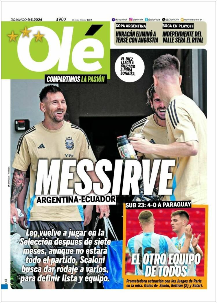 Portada de Olé (Argentina)