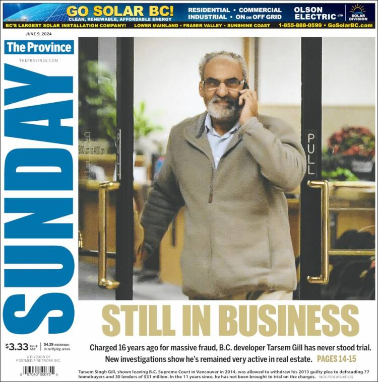 Portada de The Province (Canad&aacute;)