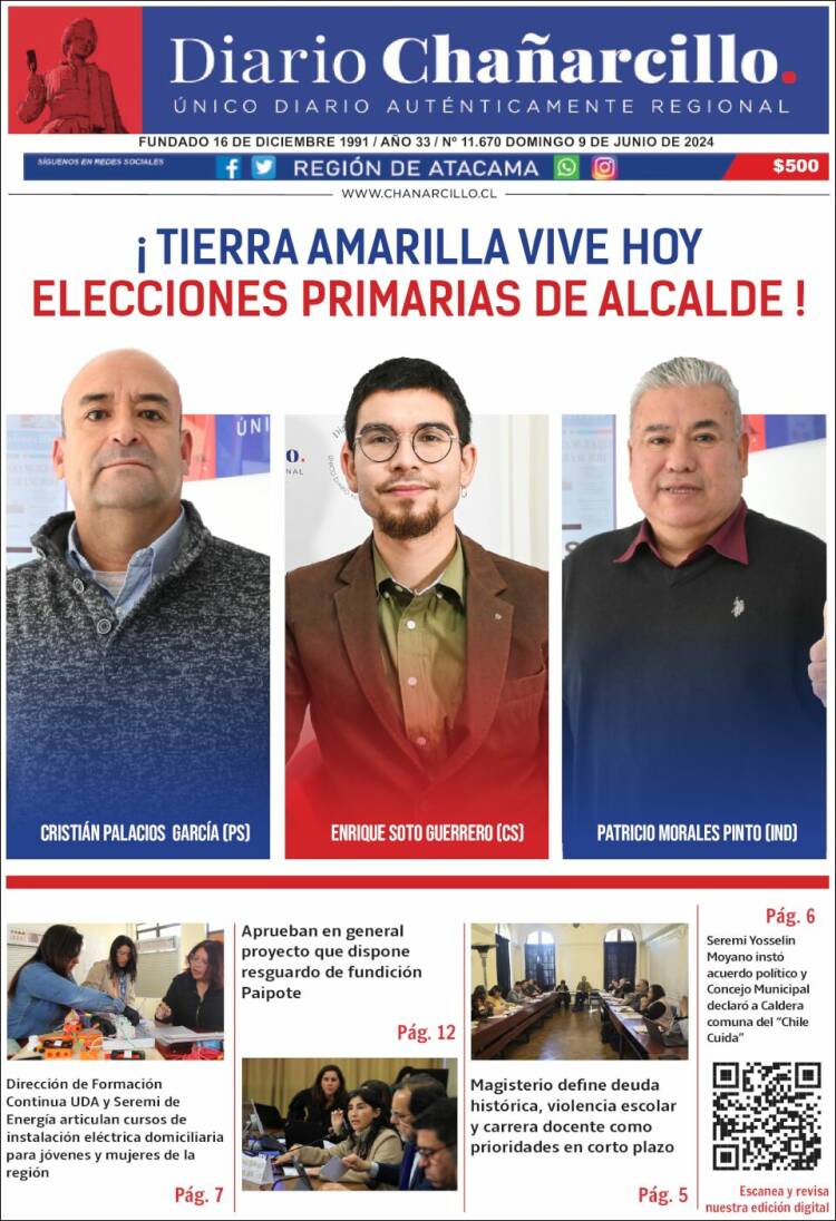 Portada de Diario Chañarcillo (Chile)