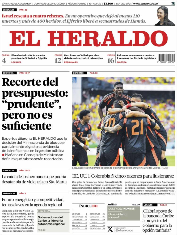 Portada de El Heraldo (Colombia)