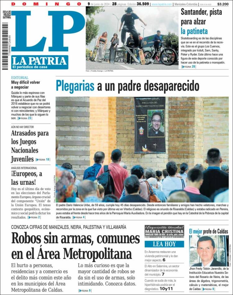 Portada de La Patria (Colombia)