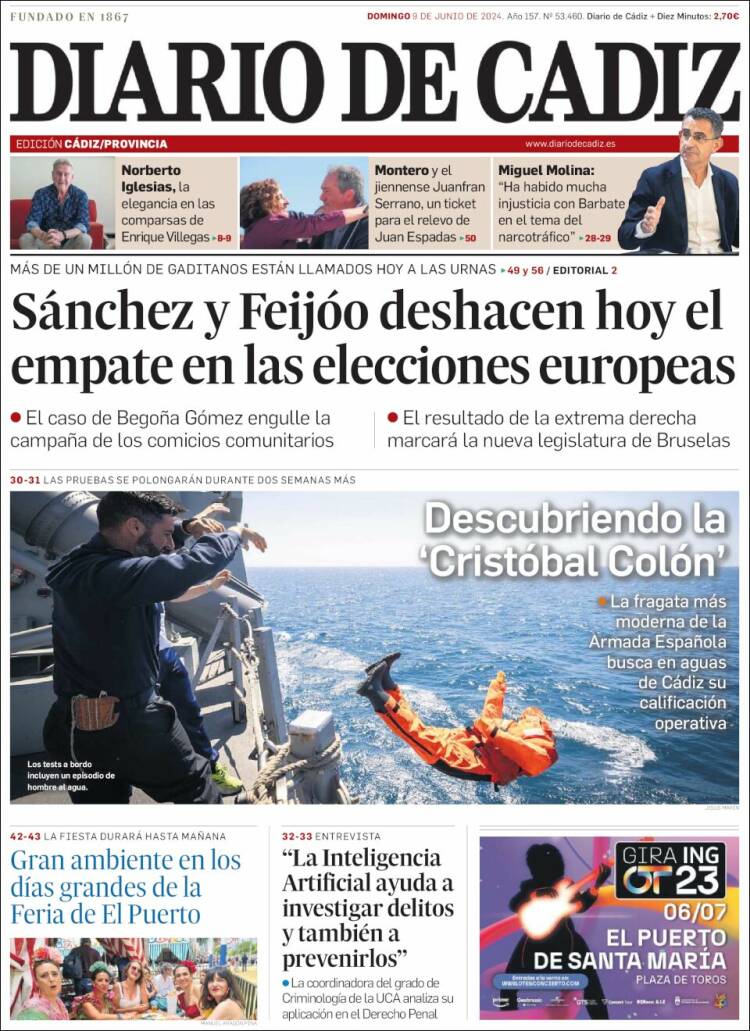Portada de Diario de Cádiz (Espa&ntilde;a)