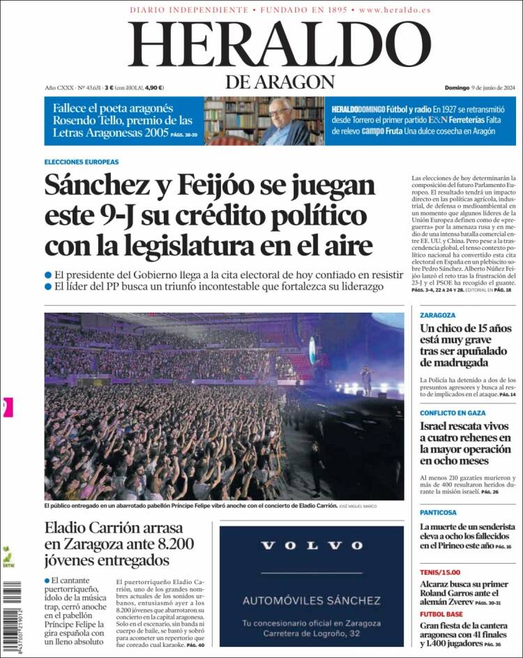 Portada de Heraldo de Aragón (Espa&ntilde;a)