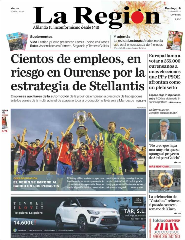 Portada de La Región de Ourense (Espa&ntilde;a)