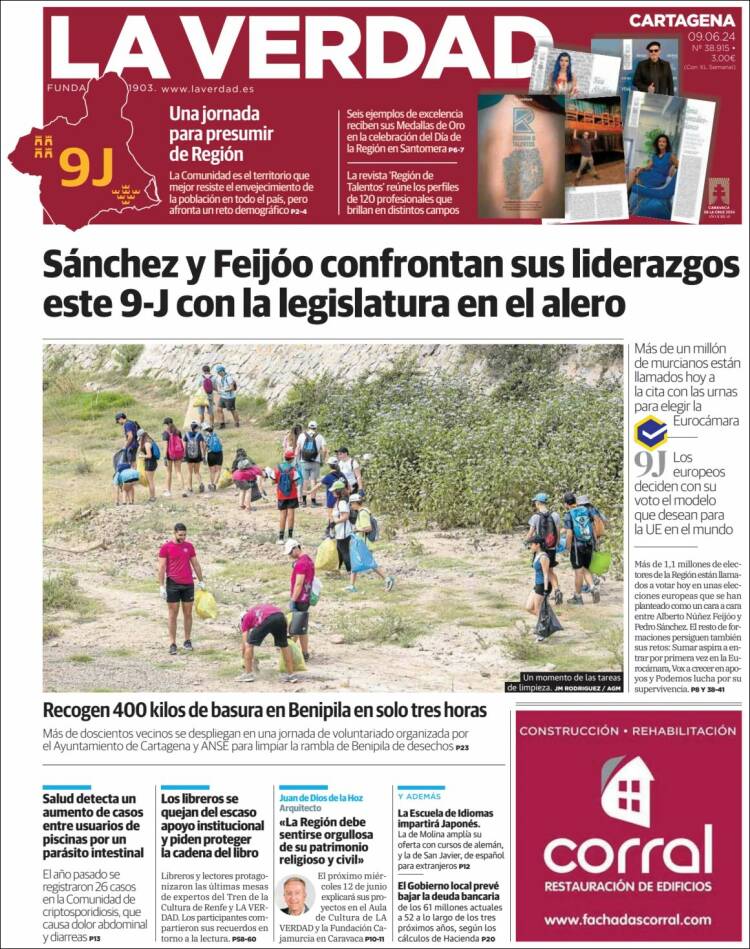 Portada de La Verdad de Cartagena (Espa&ntilde;a)