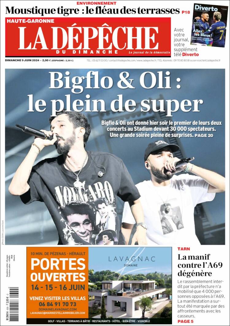 Portada de La Dépêche du Midi (Francia)