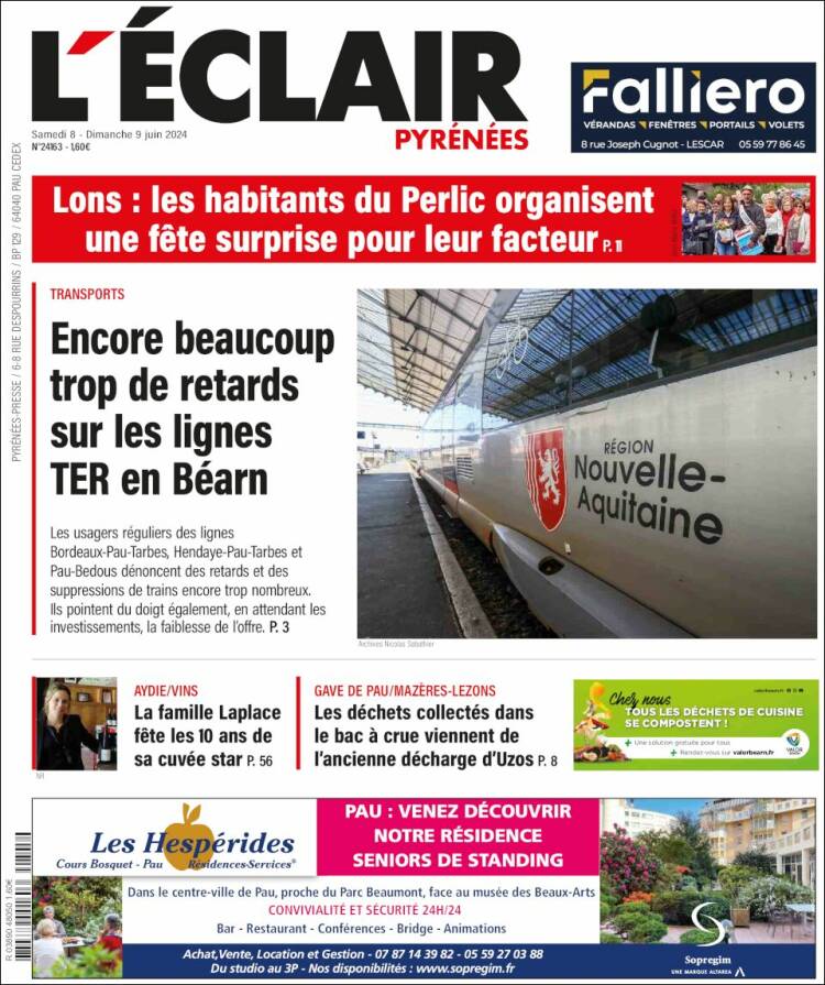 Portada de L'Eclair des Pyrénées (Francia)