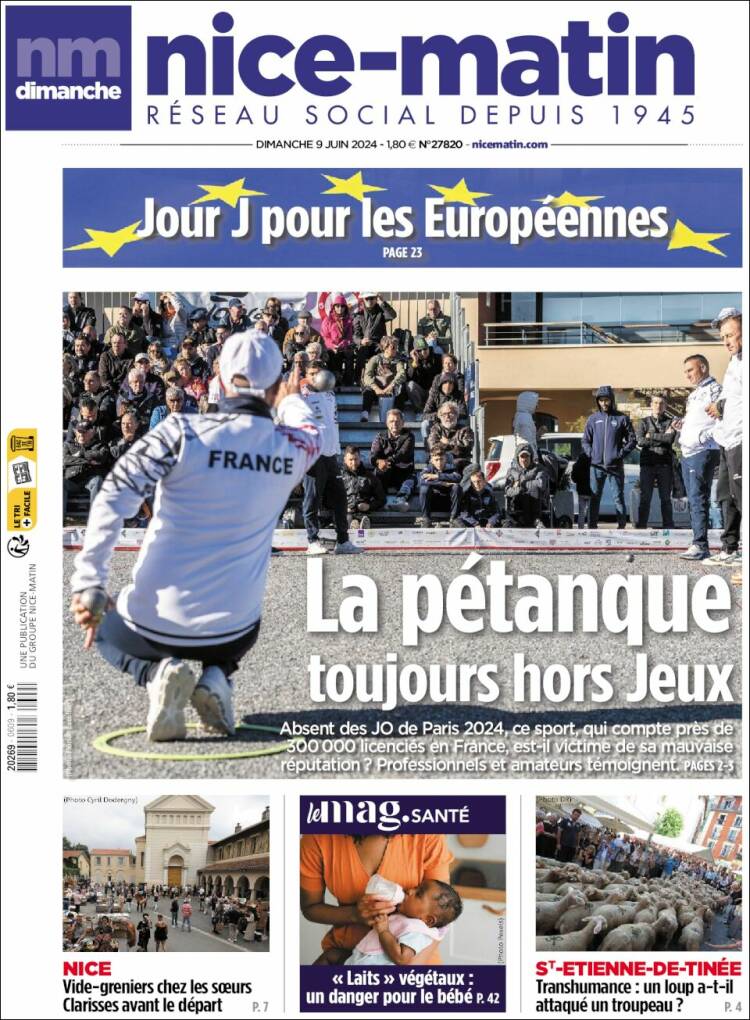 Portada de Nice-Matin (Francia)