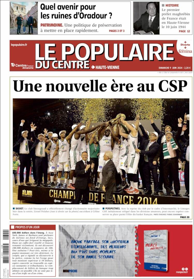 Portada de Le Populaire du Centre (Francia)