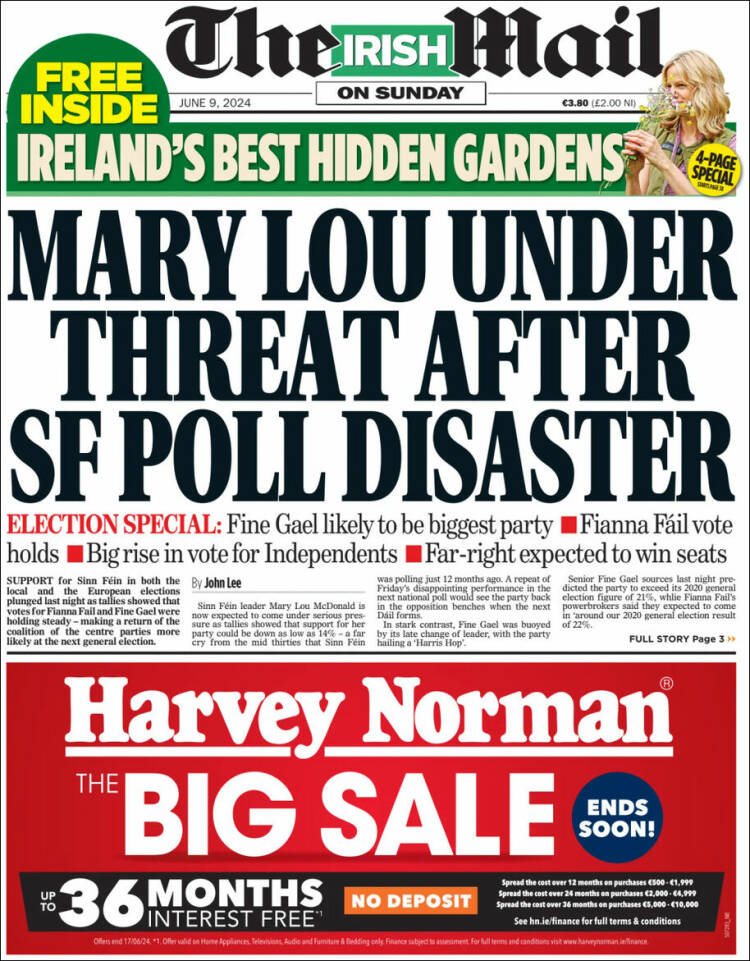 Portada de Irish Daily Mail (Irlanda)