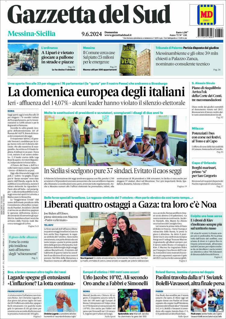 Portada de Gazzetta del Sud (Italia)