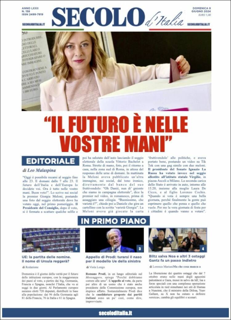 Portada de Secolo d'Italia (Italia)