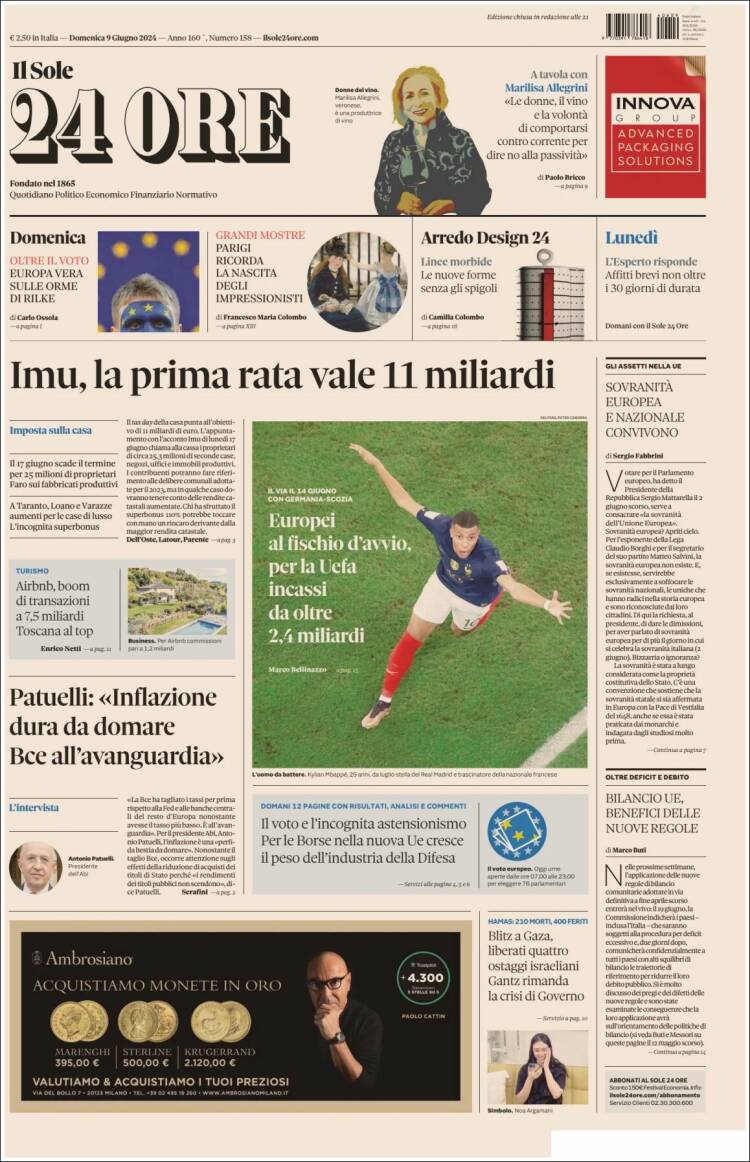 Portada de Il Sole 24 ORE (Italia)