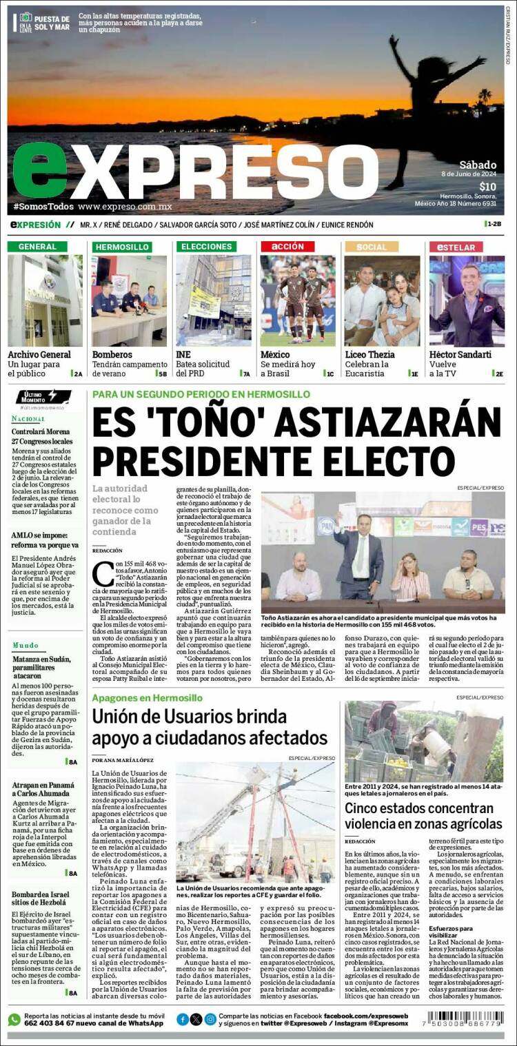 Portada de Expreso (M&eacute;xico)