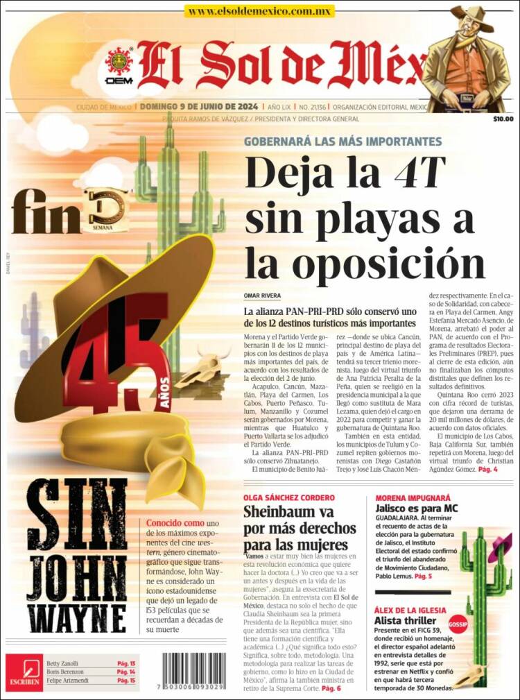 Portada de El Sol de México (M&eacute;xico)