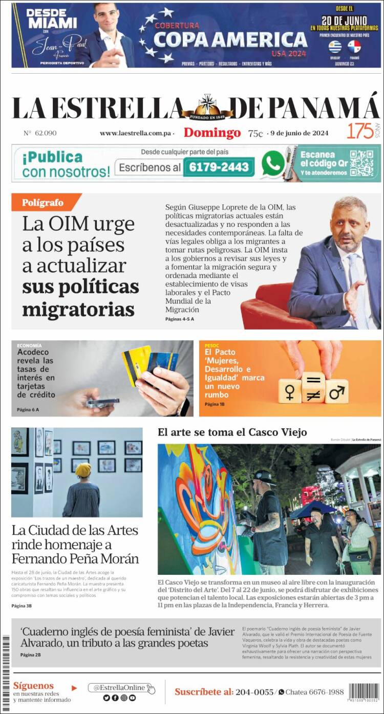 Portada de La Estrella de Panamá (Panam&aacute;)