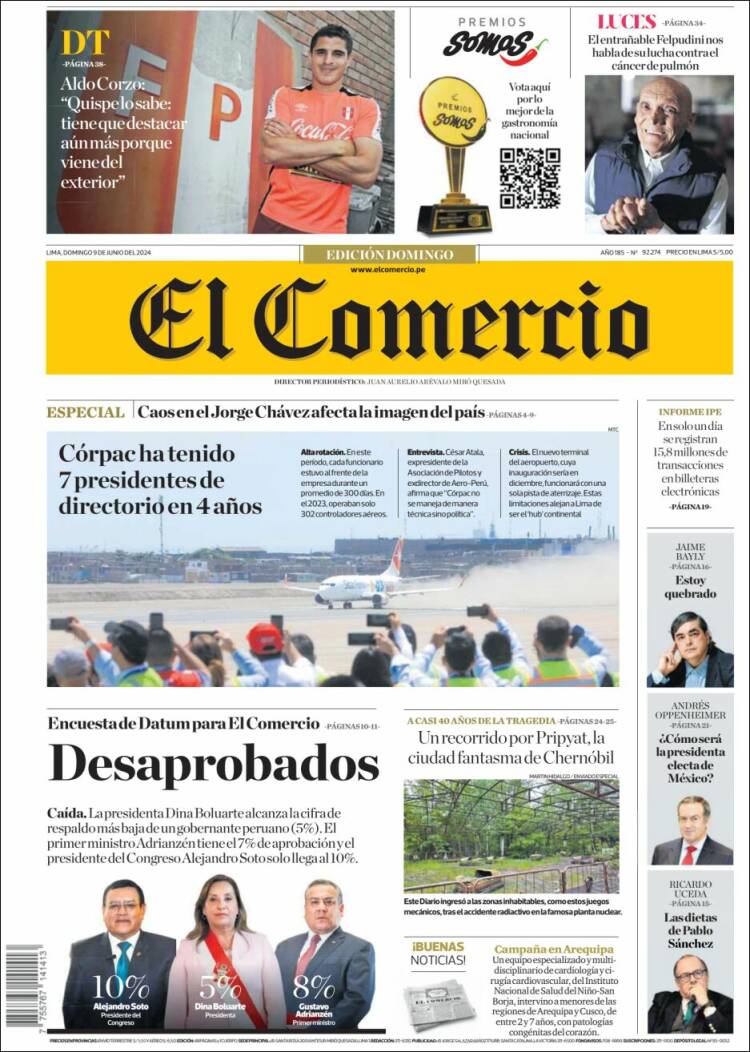 Portada de El Comercio (Per&uacute;)