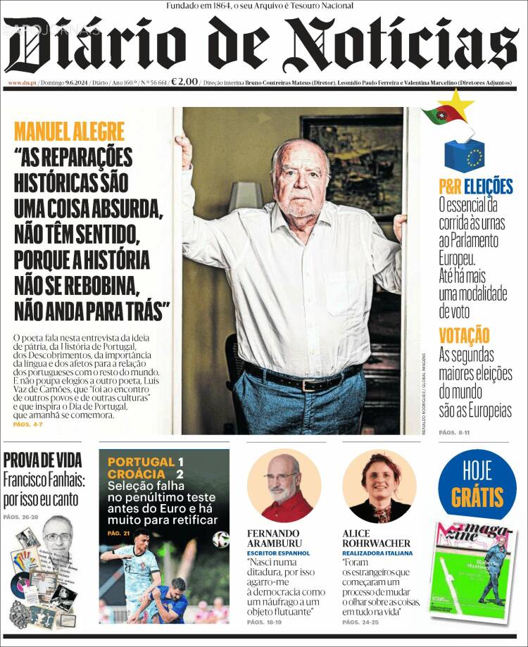 Portada de Diário de Noticias (Portugal)