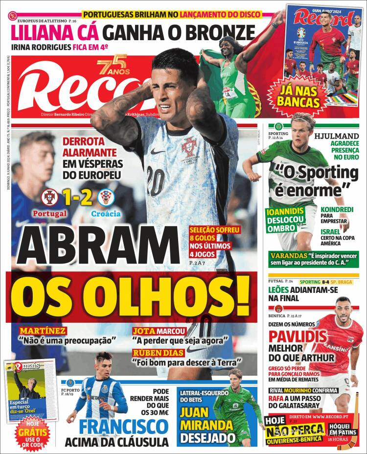 Portada de Jornal de Negócios (Portugal)