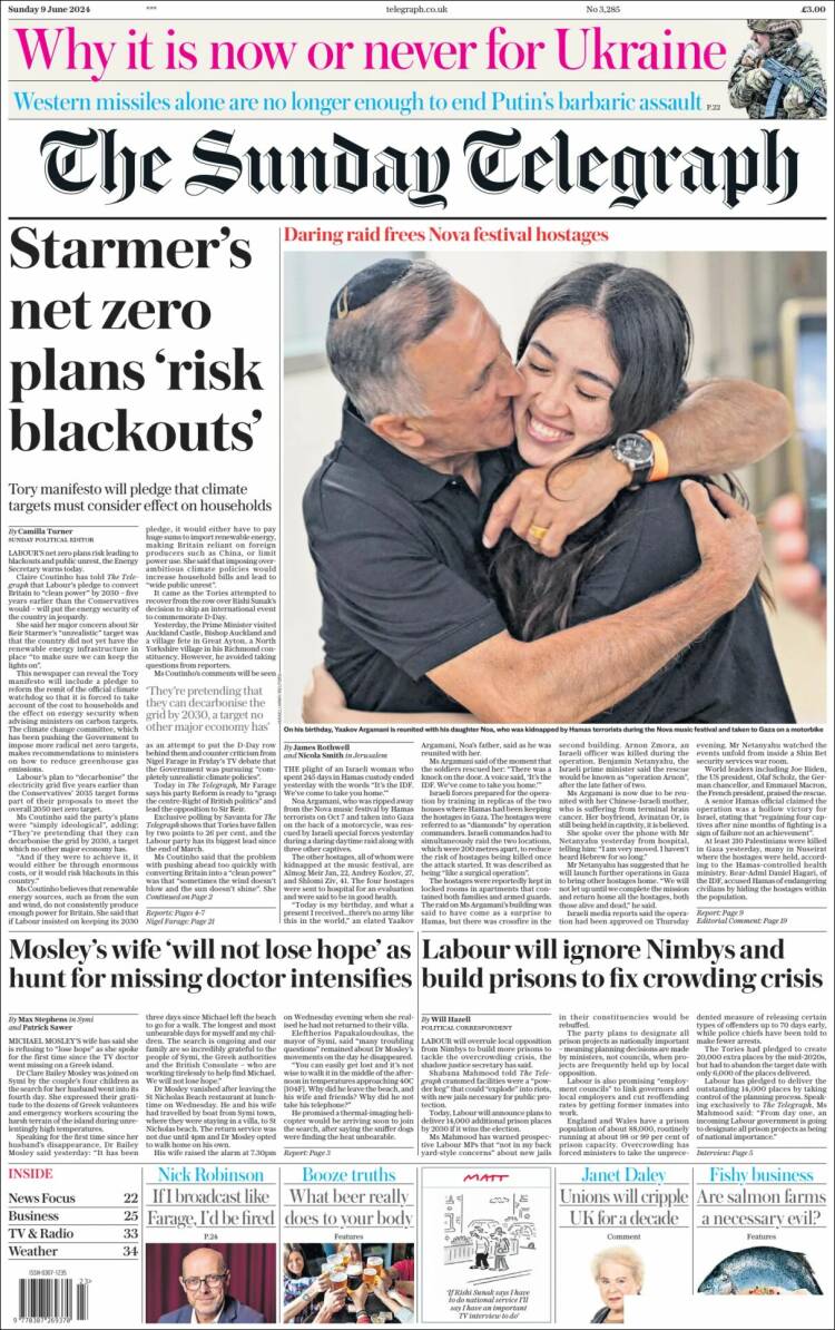 Portada de Daily Telegraph (Reino Unido)