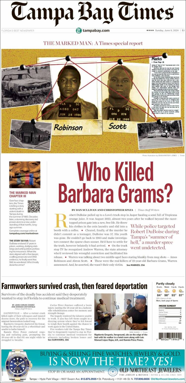 Portada de Tampa Bay Times (USA)