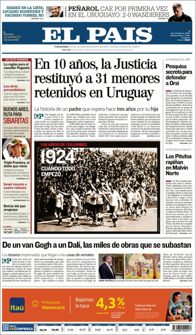 Portada de El País (Uruguay)